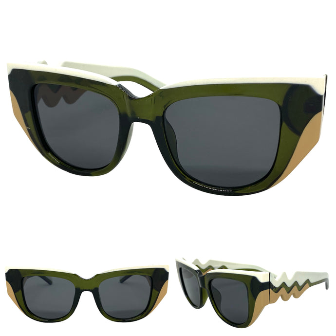 Exaggerated Classic Vintage Retro Style SUNGLASSES Large Funky Cat Eye Frame 80535