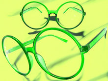 Oversized Vintage Retro Style Clear Lens EYEGLASSES X-Large Round Green Frame 1734