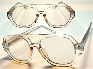Classic Vintage Retro Style SUNGLASSES Large Thick Champagne Acetate Frame C005