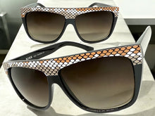 Oversized Classic Vintage Retro Style SUNGLASSES Large Black Snakeskin Frame 1201