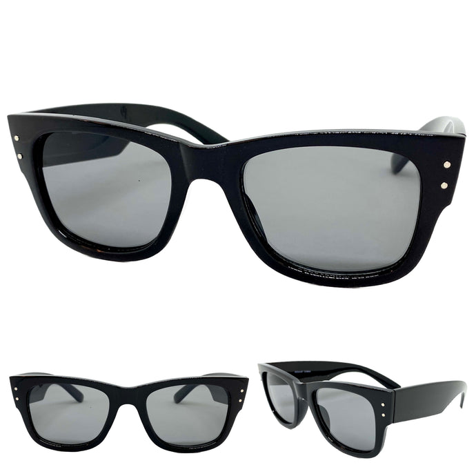 Classic Vintage Retro Style SUNGLASSES Thick Square Black Frame 6034