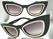 Exaggerated Classic Vintage Retro Cat Eye Style SUNGLASSES Funky Black Frame 1639