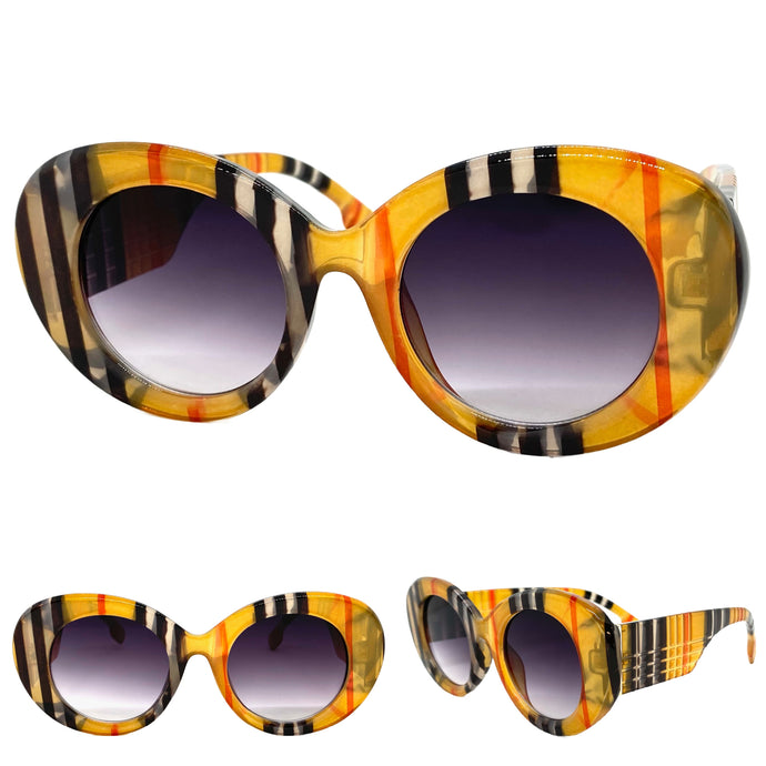 Exaggerated Vintage Retro Style SUNGLASSES Thick Round Plaid Frame 1279