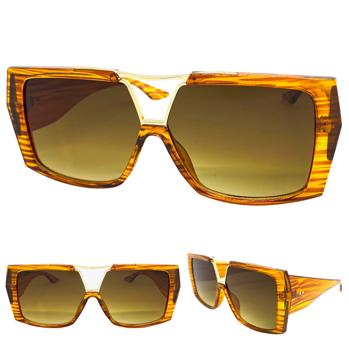 Classic Vintage Retro Hardcore Hip Hop Rapper Pimp Style SUNGLASSES Square Orange Frame E2031