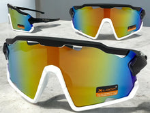 Oversized Retro Sporty Wrap Around Style SUNGLASSES Large Black & White Frame 3693