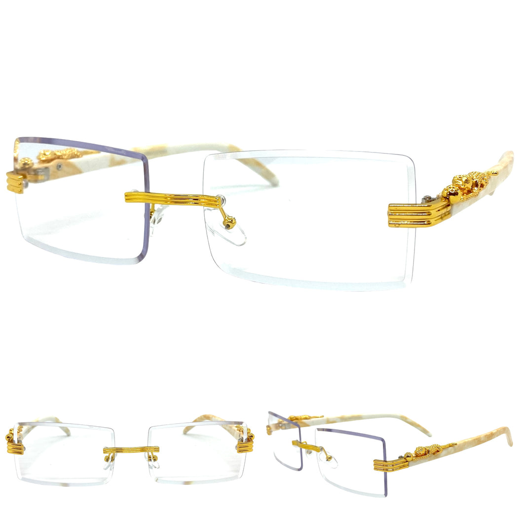 Classy Elegant Luxury Modern Designer Style Clear Lens EYEGLASSES Gold Rimless Frame 5302