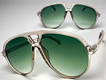 Oversized Vintage Retro Style SUNGLASSES Large Gray Frame - Green Lens 81022