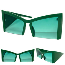 Oversized Exaggerated Modern Retro Cat Eye Style SUNGLASSES Large Green Frame 1286