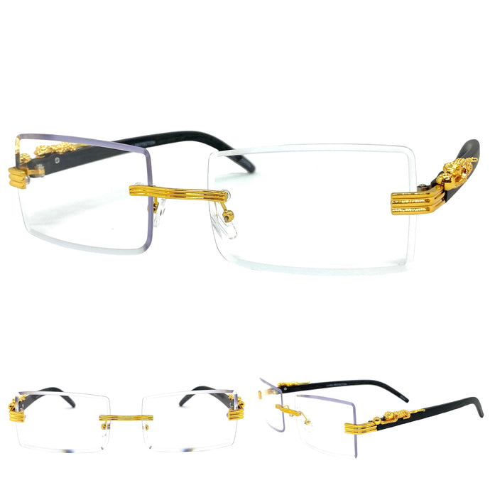 Classy Elegant Luxury Modern Designer Style Clear Lens EYEGLASSES Gold Rimless Frame 5302