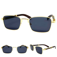 Classy Elegant Sophisticated Luxury Style SUNGLASSES Gold & Wooden Frame 27677