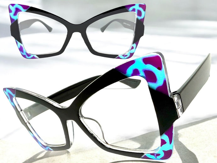 Oversized Vintage Retro Style Clear Lens EYEGLASSES Large Black Frame 97198