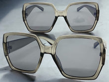 Oversized Vintage Retro Style SUNGLASSES Large Square Gray Frame E1275