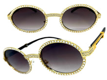 Classy Elegant Luxury Modern Hip Hop Style Bling SUNGLASSES Large Oval Gold & Faux Wooden Frame E0652