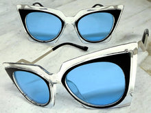 Classic Vintage Retro Cat Eye Style SUNGLASSES Funky Clear & Black Frame 1720