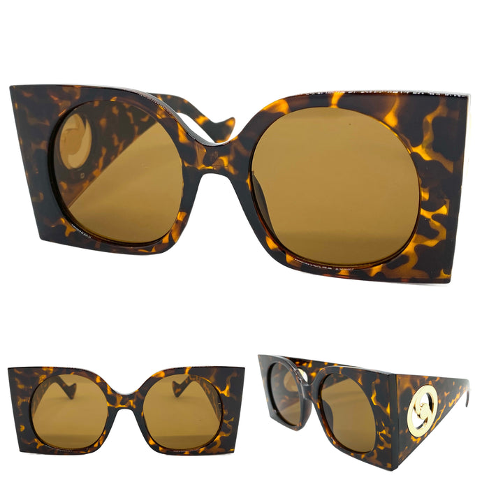 Oversized Exaggerated Classic Vintage Retro Style SUNGLASSES Huge Square Tortoise Frame 2158