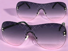 Oversized Contemporary Modern Retro Shield Style SUNGLASSES Flat Purple Lens A246