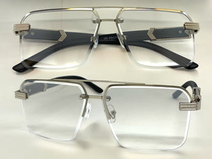 Men's Classy Elegant Luxury Designer Hip Hop Style SUNGLASSES Silver & Wooden Frame 7537