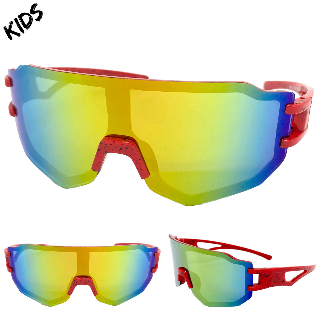 Kids Boys or Girls Retro Sporty Baseball Cycling Wrap Around Style SUNGLASSES Ages 6-13