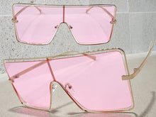 Oversized Futuristic Modern Retro Shield Style SUNGLASSES Large Gold Frame 96177