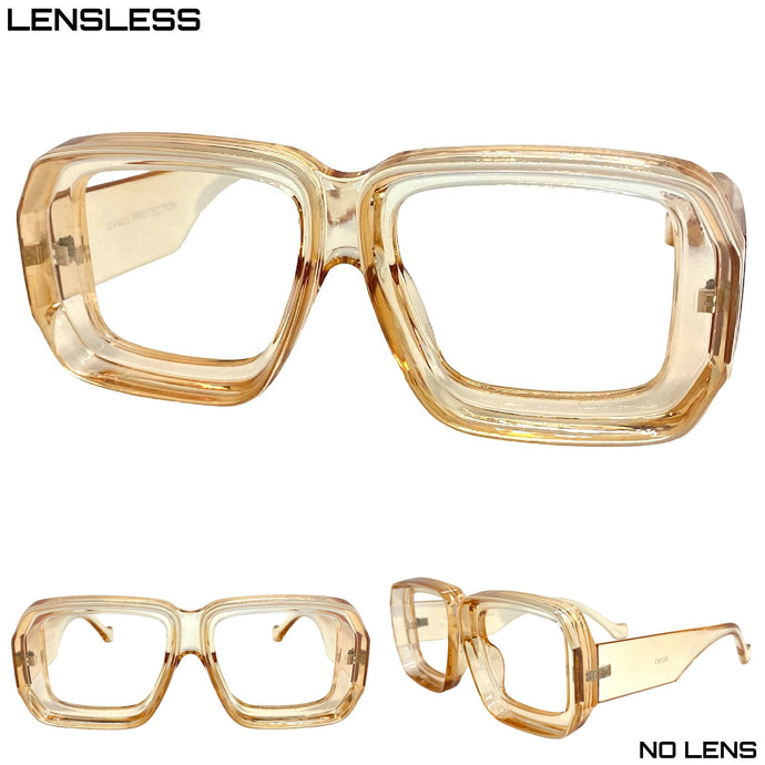 Classic Vintage Retro Style Thick Square Nude Lensless Eye Glasses- Frame Only NO Lens 80163