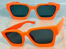 Classic Vintage Retro Style SUNGLASSES Thick Neon Orange Frame - Dark Lens 1402