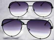 Classic Vintage Retro Aviator Style SUNGLASSES Black Frame Gray & Clear Lens P0218