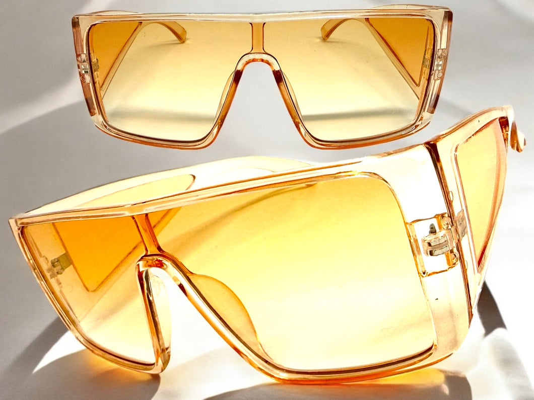 Futuristic Modern Rerto Blinder Shield Style SUNGLASSES Light Peach Frame 6513