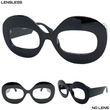 Oversized Vintage Retro Style Large Thick Round Black Lensless Eye Glasses- Frame Only NO Lens 4724