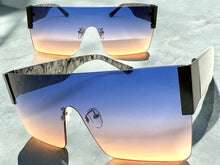 Oversized Exaggerated Modern Retro Shield Style SUNGLASSES Large Rimless Frame 2270