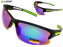 Sporty Wrap Around Cycling Fishing Biker SUNGLASSES Sleek Black Frame - Green Lens 2754