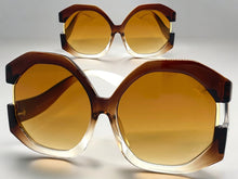 Oversized Vintage Retro Style SUNGLASSES X-Large Huge Brown Frame 80848