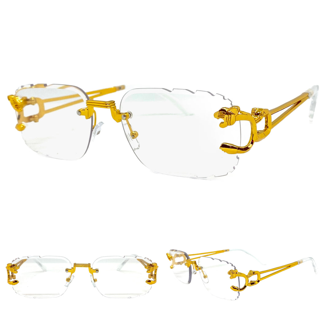 Classy Elegant Luxury Modern Designer Style Clear Lens EYEGLASSES Gold Rimless Frame 5294