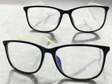 Classic Vintage Retro Style Clear Lens EYEGLASSES Square Black & Gold Frame IT097