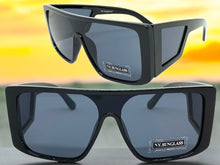 Oversized Modern Retro Shield Style SUNGLASSES Black Frame Dark Lens 9227