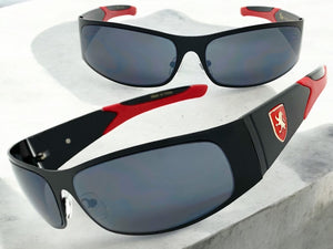 Classic Contemporary Modern Wrap Style SUNGLASSES Sleek Black & Red Frame 3727