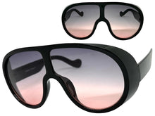 Oversized Exaggerated Vintage Retro Shield Style SUNGLASSES X-Large Black Frame - Gradient Lens 58843