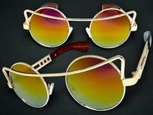 Classic Vintage Retro Steampunk Style SUNGLASSES Round Gold Frame - Gold Lens A137
