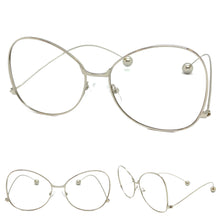 Exaggerated Vintage Retro Style Clear Lens EYEGLASSES Silver Metal Frame AB269