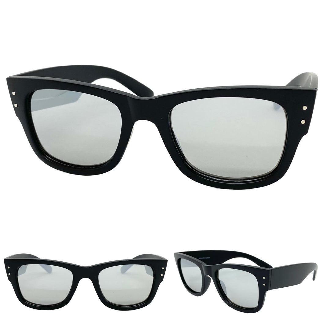 Classic Vintage Retro Style SUNGLASSES Thick Square Black Frame 6034