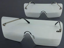 Oversized Exaggerated Modern Retro Shield Style SUNGLASSES Large Flat Gray Lens 10549