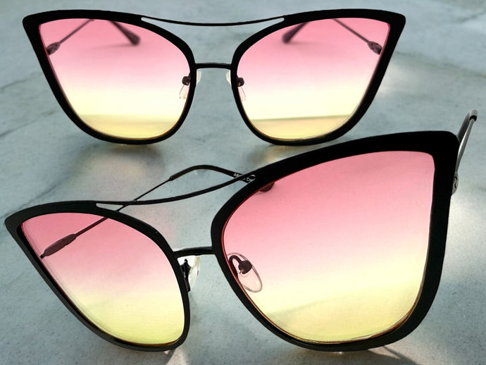 Classic Vintage Retro Cat Eye Style SUNGLASSES Funky Matte Black Frame A305