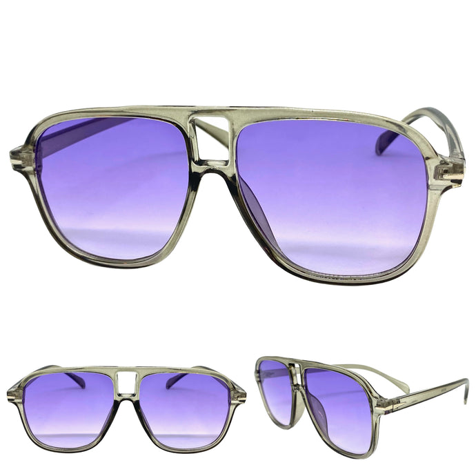 Classic Vintage Retro Aviator Style SUNGLASSES Gray Frame 80586