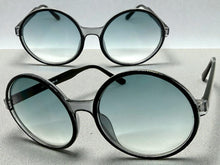 Oversized Exaggerated Vintage Retro Style SUNGLASSES Round Black Frame - Blue Lens 1734