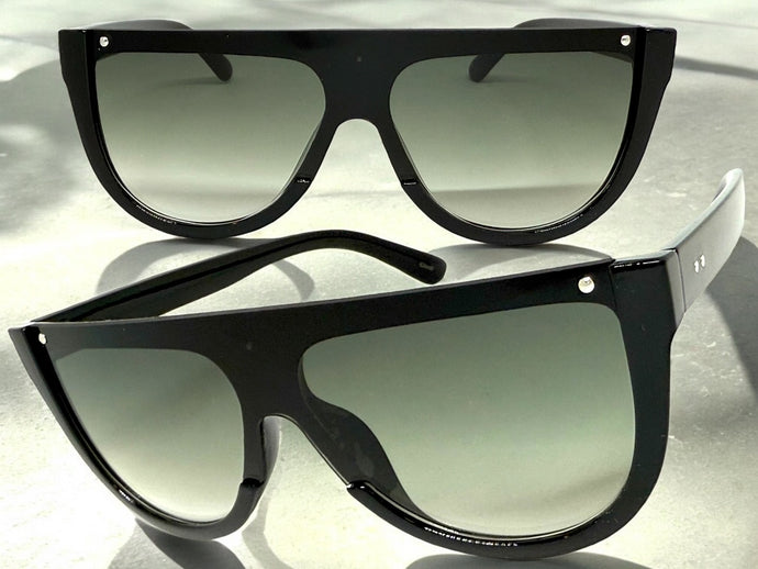 Classy Elegant Modern Rerto Shield Style SUNGLASSES Black Frame 6515
