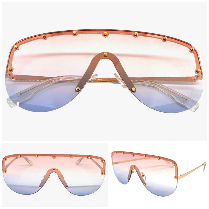 Oversized Exaggerated Modern Retro Style SUNGLASSES Large Rose Gold Frame 2280