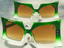 Oversized Vintage Retro Style SUNGLASSES Large Funky Green Frame 80847