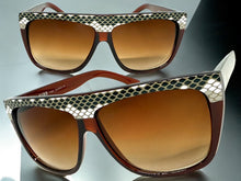 Oversized Classic Vintage Retro Style SUNGLASSES Large Brown Snakeskin Frame 1201