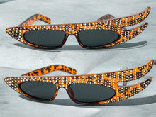 Exaggerated Unusual Funky Vintage Retro Style SUNGLASSES Tortoise Bling Frame 7524