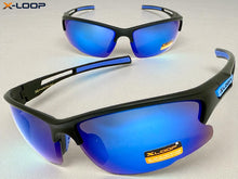 Sporty Wrap Around Cycling Fishing Biker SUNGLASSES Sleek Black Frame - Blue Lens 2754