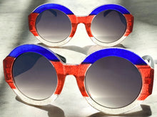 Classic Vintage Retro Style SUNGLASSES Round Thick Striped Frame E1277
